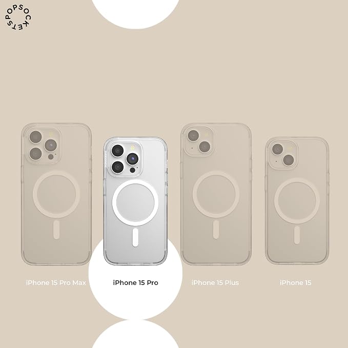 PopSockets iPhone 15 Pro Phone Case with MagSafe, Wireless Charging Compatible, Neutral - Amber