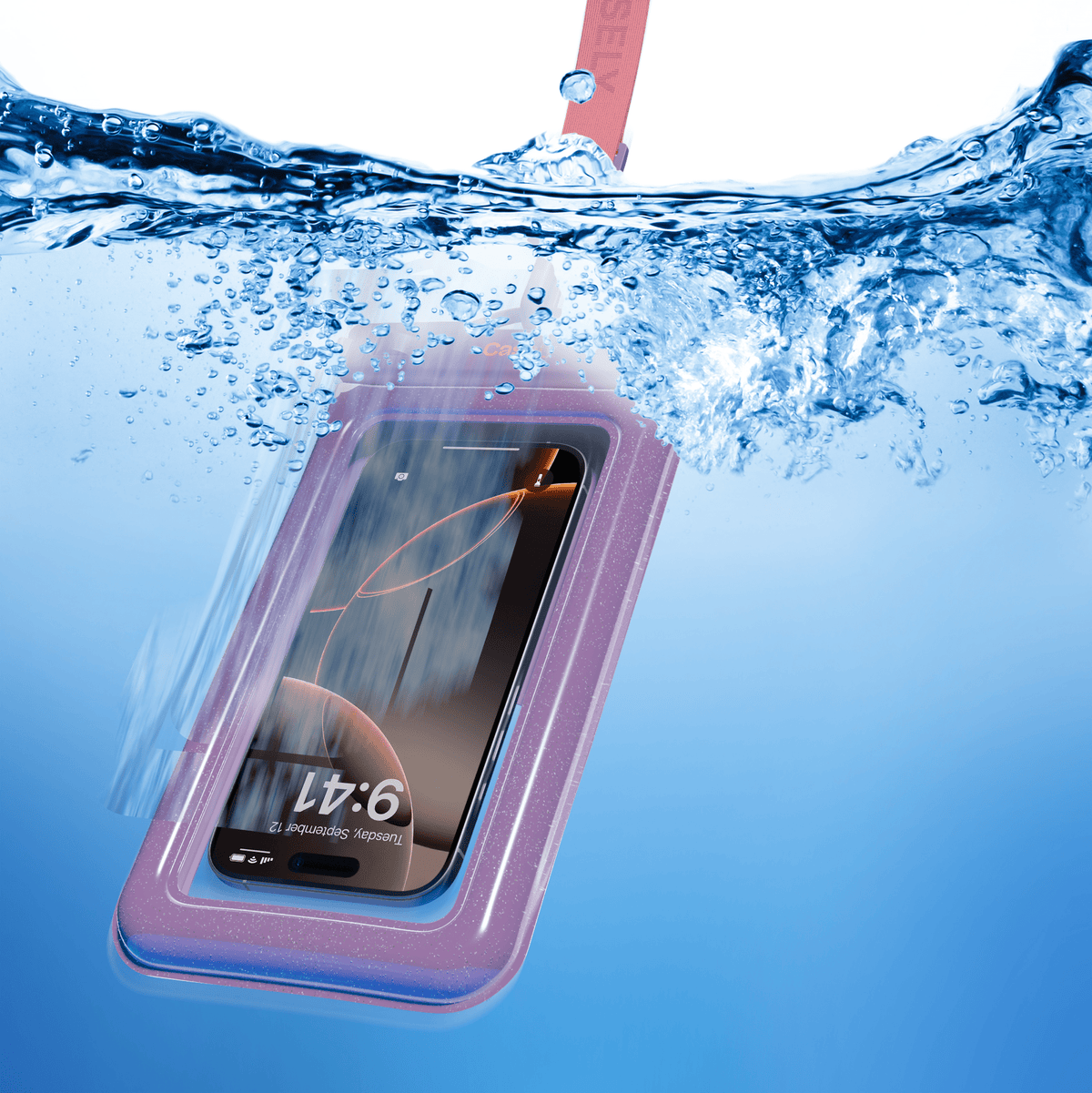 AquaBuddy | Lavender Waves Purple Shimmer Waterproof Phone Pouch