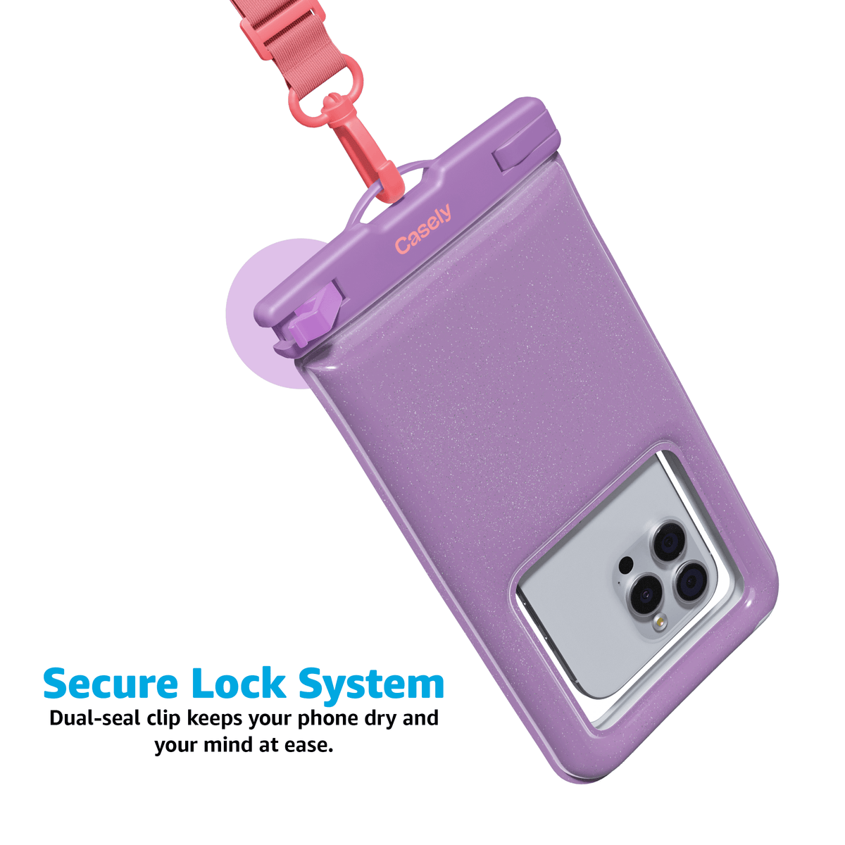 AquaBuddy | Lavender Waves Purple Shimmer Waterproof Phone Pouch