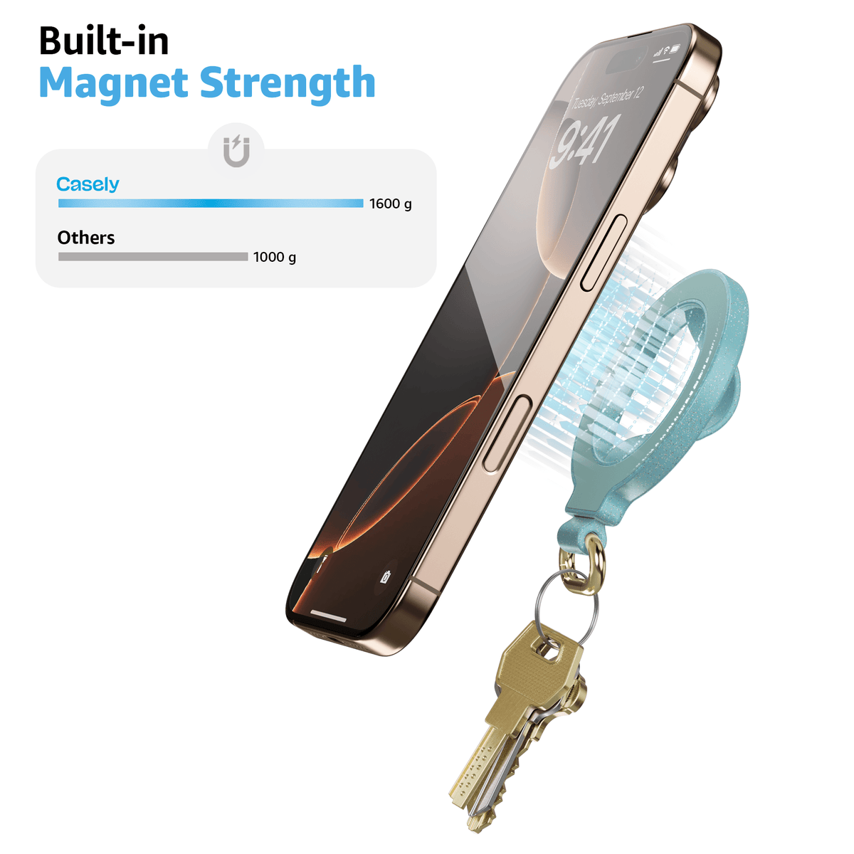Aquamarine | Ocean Blue Shimmer MagRing+ with Keychain