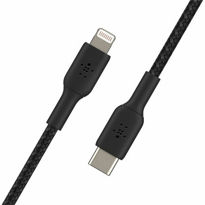 Belkin 30W USB-C to Lightning Cable - Nylon, Braided - M/M - 2m/6.6ft - Black - CAA004BT2MBK