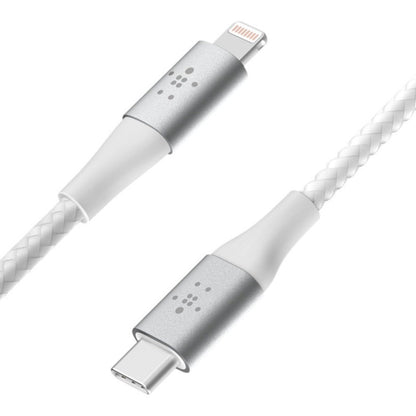 Belkin Braided USB-C to Lightning Cable (2m / 6.6ft, White) - CAA004BT2MWH