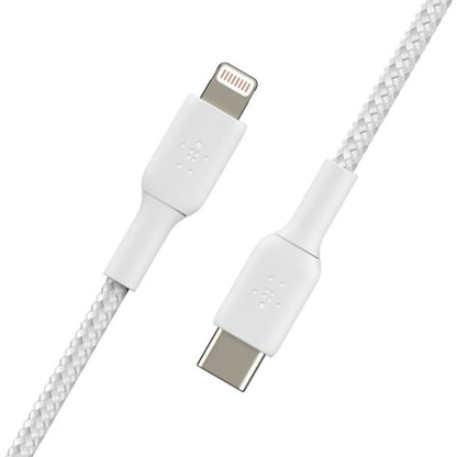 Belkin Braided USB-C to Lightning Cable (2m / 6.6ft, White) - CAA004BT2MWH