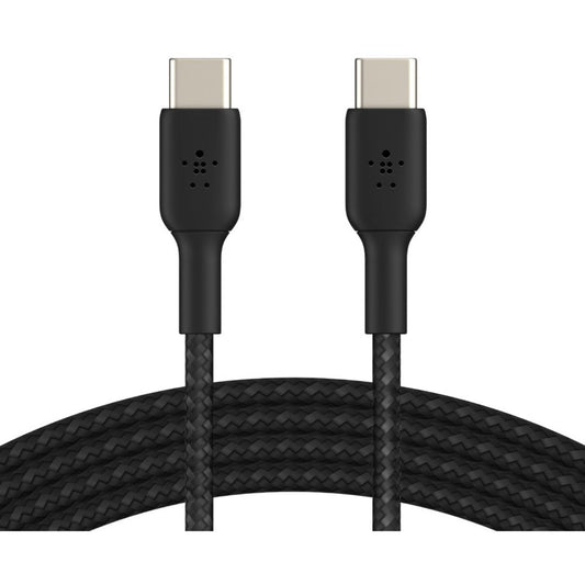 Belkin 60W USB-C to USB-C Cable - 480 Mbps - Nylon, Braided - M/M - 2m/6.6ft - Black - CAB004BT2MBK