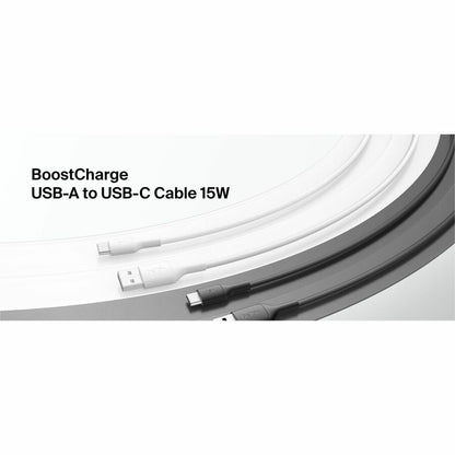 Belkin USB-A to USB-C Cable 15W, 3.3ft/1m, White - CAB021fq1MWH