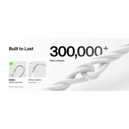 Belkin USB-A to USB-C Cable 15W, 3.3ft/1m, White - CAB021fq1MWH