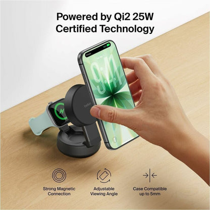 Belkin UltraCharge Pro 2-in-1 Convertible Magnetic Charger with Qi2 25W, Charcoal - WIZ043ttCH