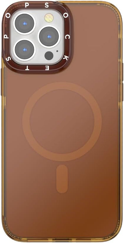PopSockets iPhone 13 Pro Max Phone Case w/MagSafe- Amber | Magnetic, Wireless Charging, Camera & Drop Protection, Brown, Plain, Cream, Beige, Summer Spring