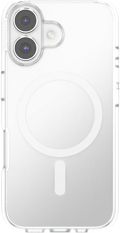 PopSockets iPhone 16 Phone Case with MagSafe- Clear | Magnetic, Wireless Charging, Camera & Drop Protection, Clear, Translucent, iPad, Removable, Popper