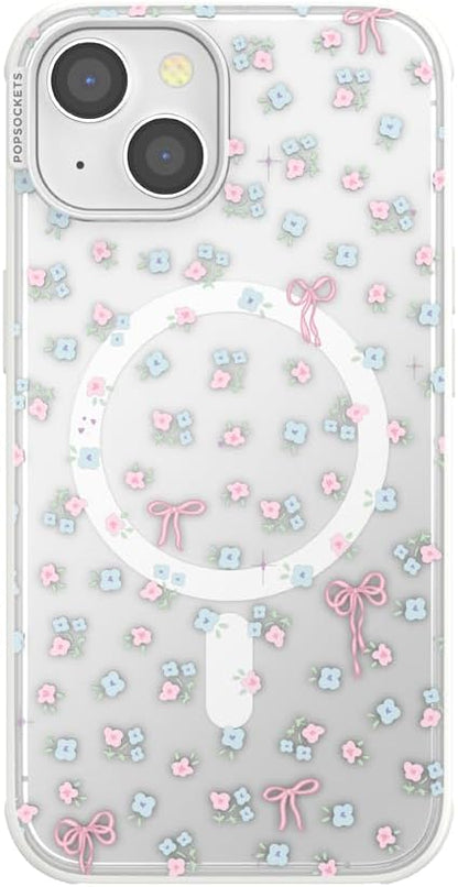 PopSockets iPhone 14 Phone Case with MagSafe, Wireless Charging Compatible, Bow - Bows & Blooms