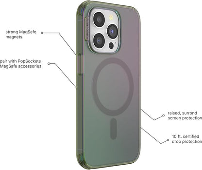 PopSockets iPhone 15 Pro Phone Case with MagSafe- Nightshade | Magnetic, Wireless Charging, Camera & Drop Protection, Green, Teal, Turquoise, iPad, Removable, Popper