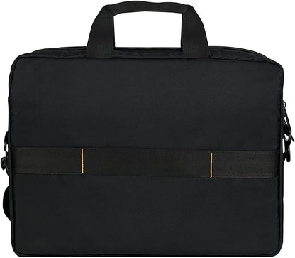 Amazon Basics Laptop Tablet Carrying Case with Shoulder Strap and Grab Handles, 14-inch, Black, Compartments for Storage