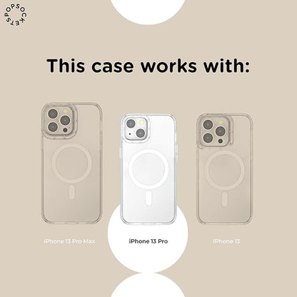 PopSockets iPhone 13 Pro Phone Case with MagSafe, Wireless Charging Compatible, Neutral - Amber