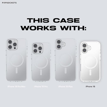 PopSockets iPhone 16 Phone Case with MagSafe- Clear | Magnetic, Wireless Charging, Camera & Drop Protection, Clear, Translucent, iPad, Removable, Popper