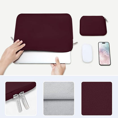 MOSISO Laptop Case 13.3 inch, 13-13.3 inch Laptop Sleeve Bag Compatible with MacBook Air/Pro 13 / Pro 14, HP Dell ASUS Lenovo Notebook, Neoprene Computer Sleeve Bag with Small Case, Wine Red