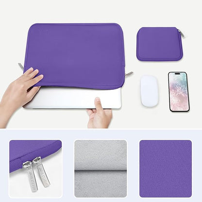 MOSISO Laptop Case 13.3 inch, 13-13.3 inch Laptop Sleeve Bag Compatible with MacBook Air/Pro 13 / Pro 14, HP Dell ASUS Lenovo Notebook, Neoprene Computer Sleeve Bag with Small Case, Ultra Violet