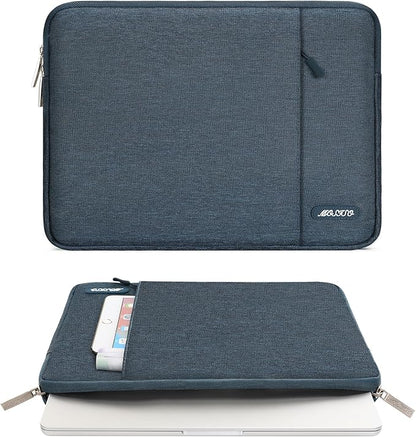 MOSISO Laptop Case 13.3 inch, 13-13.3 inch Laptop Sleeve Compatible with MacBook Air/Pro 13 / Pro 14, HP Dell ASUS Lenovo Notebook, Polyester Vertical Computer Sleeve Bag with Pocket, Haze Blue