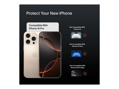 Belkin ScreenForce UltraGlass 2 - Screen protector for cellular phone - treated - 2.5D - glass - for Apple iPhone 16 Pro OVA157FQ