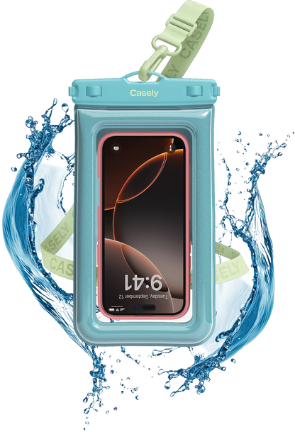 AquaBuddy | Aquamarine Ocean Blue Shimmer Waterproof Phone Pouch