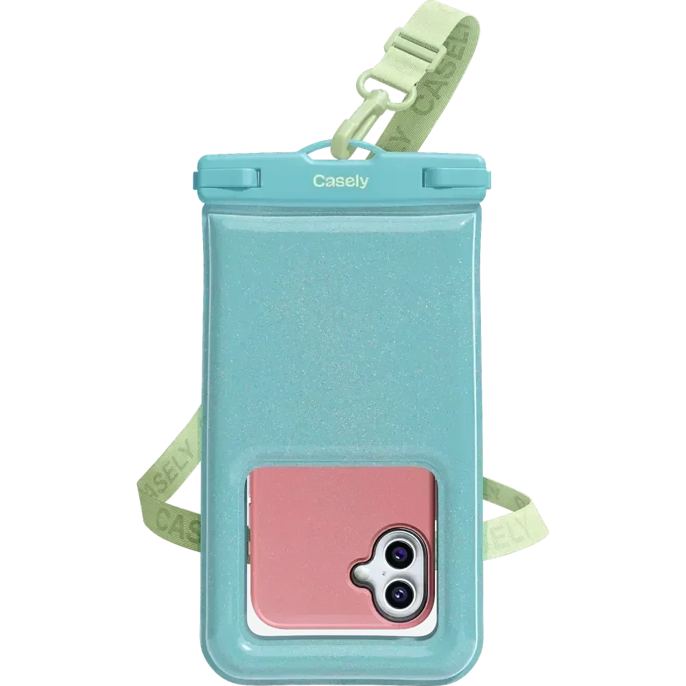 AquaBuddy | Aquamarine Ocean Blue Shimmer Waterproof Phone Pouch