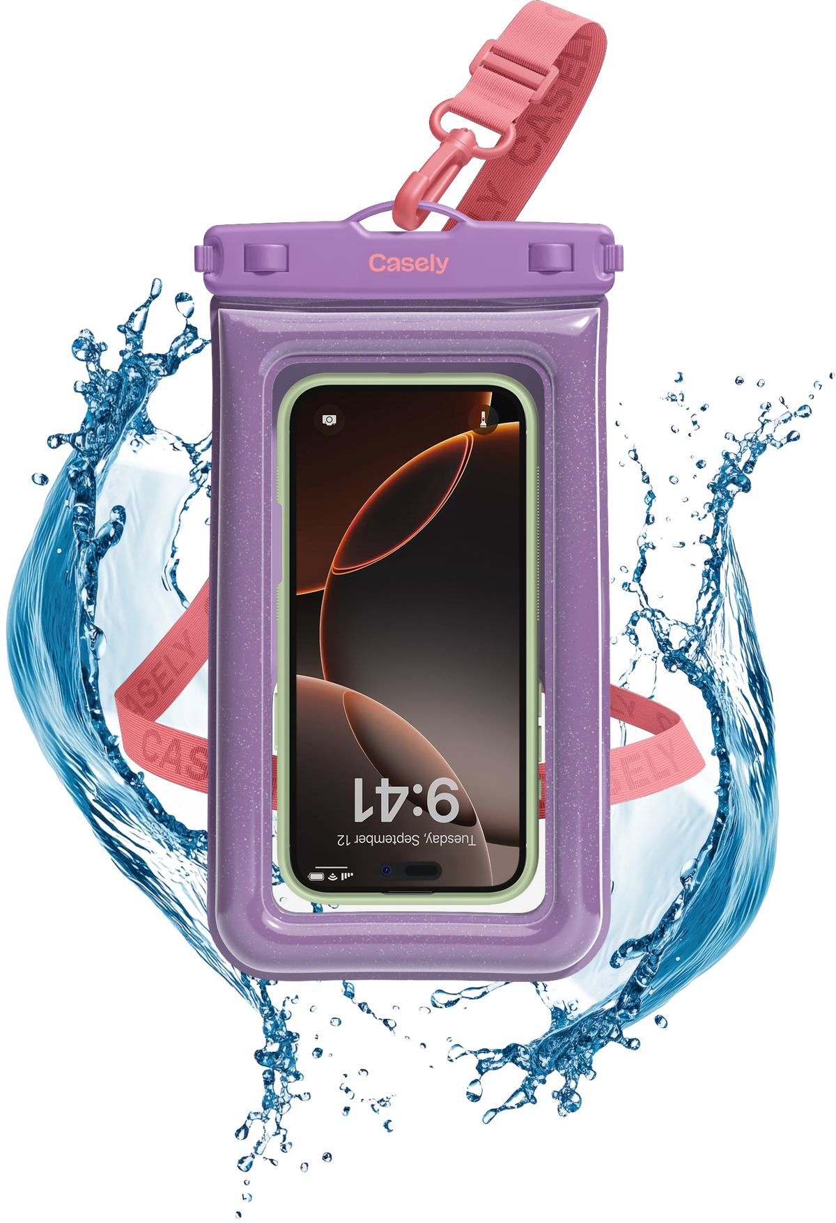 AquaBuddy | Lavender Waves Purple Shimmer Waterproof Phone Pouch