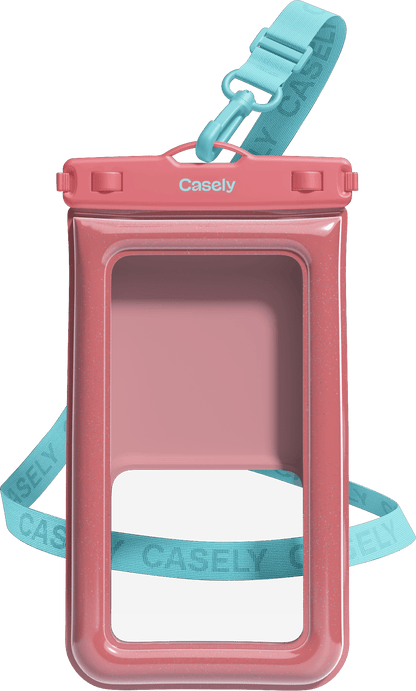 AquaBuddy | Starfish Wishes Coral Pink Shimmer Waterproof Phone Pouch