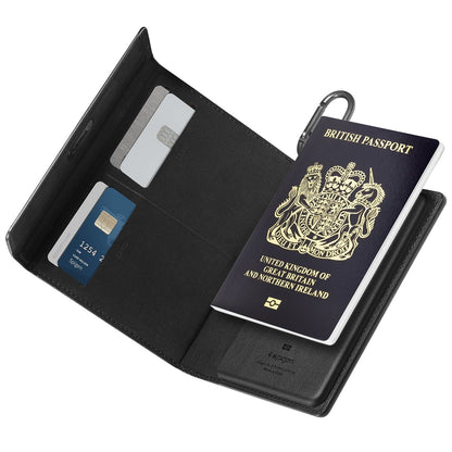Spigen Passport Holder Case – RFID Blocking Travel Wallet with Card Slots & SIM Storage